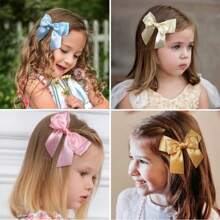 Oaoleer 10Pcs Ribbon Hair Bows For Girls, Hair Bow Clip Silk Bow Hair Clips, Satin Ribbon Hair Accessories For Toddlers Girls - Màu-1 - Xem 5