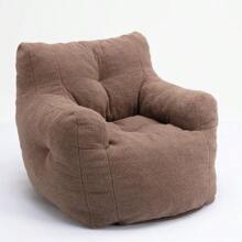 Soft Tufed Foam Bean Bag Chair With Teddy Fabric - Brown - View 6