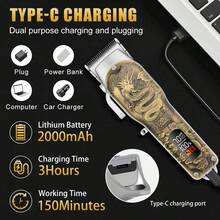 New Professional Usb Cordless Electric Hair Clippers - Long Si - View 5