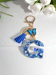 1 Miếng Không giới tính Dễ thương Tua Loại bướm Polyresin Chữ cái Móc chìa khóa , Cái túi Đồ trang trí , Hoàn hảo Qủa tặng Đối với Bạn - Xanh đậm - Xem 15