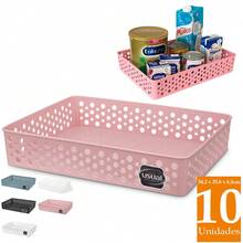 Jogo 10 cestinhos organizadores grande multiuso para quarto infantil cômoda bebê guarda roupa armário gaveta geladeira cozinha escritório lavanderia banheiro penteadeira acessórios maquiagem