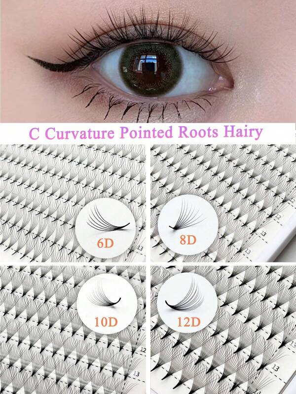 6D 8D 10D 12D Large Tray Fans Pointy Sharp Slim Eyelashes Extensions 0.07MM C D Curl 8-15 MIX Tips Heat Bonded Volume Premade Fans Lashes Pre-Made Fanned Lashes Extension