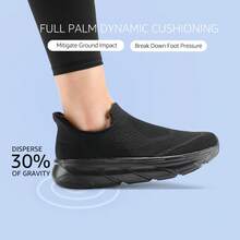 STQ Hands Free Maternity Walking Shoes Womens Slip On Sneaker - TẤT CẢ ĐEN - Xem 5
