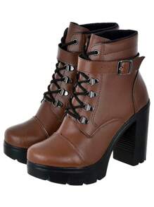 Women Mid-Calf Boots - Óxido marrón - Ver 1