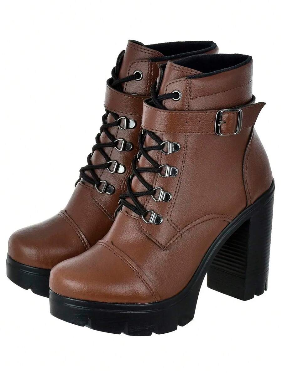 Women Mid-Calf Boots - Óxido marrón - Ver 1