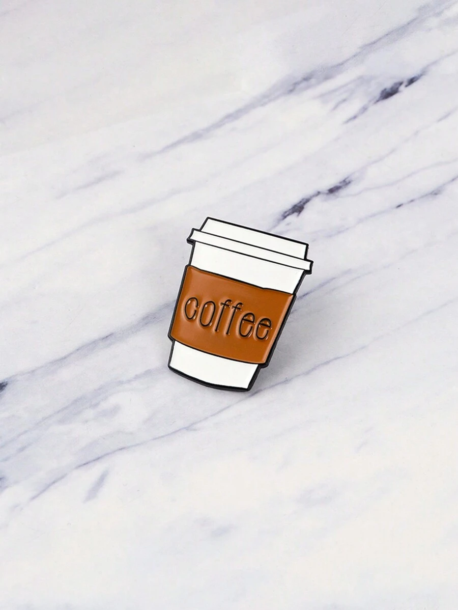 1pc Creative Coffee Cup Shaped Brooch Pin Cartoon Badge Can Be Paired With Clothes, Bags As Fashionable Jewelry Accessories, Suitable For Men And Women In Daily Wear