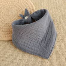 1 Pieza Babero Triangular Para Bebé, Esencial Para Comer Y Babear Sin Dañar La Piel - Azul vaquero - Ver 2