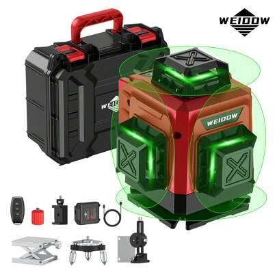  WEIDDW 16-Line High Intensity Green Laser Level With Accessories 360° Rotary Aluminum Base Lifting Platform And Type-C Power Interface