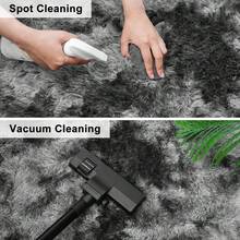 One Gray Tie-Dye Long Plush Rug, Upgraded Material Soft Fluffy Thick Sponge Non-Shedding Sturdy Durable Easy To Clean With Good Foot Feeling. Suitable For Various Areas Such As Sofa Side, Bedside, Windowsill, Shoe Changing Stool, Living Room, Bedroom, Game Room, Etc. - Dark Grey - View 10