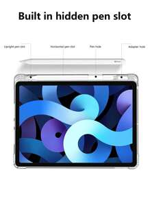 Apple Baby Pink 1pc Ipad Transparent Silicone Protective Case, Full Coverage, Auto Sleep/Wake, Pencil Holder, For Mini456, 9.7inch, 10.2inch, 10.9inch, Air4/5, Pro11inch, Multi-Functional, For Leisure, Entertainment, Protect Cover - Pink - View 5