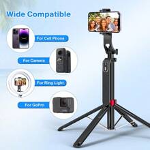 Treppiede per telefono estendibile, bastone per selfie, treppiede quadrupla con molletta per telefono all-in-one, portatile, accessorio per l'allenamento del golf - compatibile con telefoni Android, treppiede da viaggio per telefono con telecomando ricaricabile per telefono, Canon, GoPro, compatibile con e telefoni Android, per vacanze estive, viaggi, luce di riempimento, attività all'aperto, live streaming