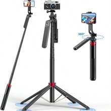 Treppiede per telefono estendibile, bastone per selfie, treppiede quadrupla con molletta per telefono all-in-one, portatile, accessorio per l'allenamento del golf - compatibile con telefoni Android, treppiede da viaggio per telefono con telecomando ricaricabile per telefono, Canon, GoPro, compatibile con e telefoni Android, per vacanze estive, viaggi, luce di riempimento, attività all'aperto, live streaming