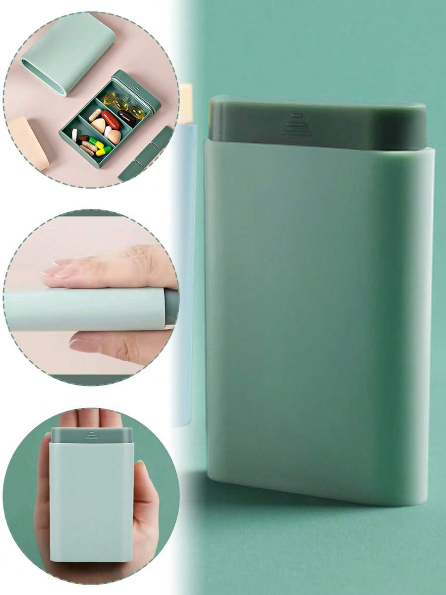 Mini Small Portable Travel Vitamin Box Pill Cases Container Organizer Storage Tablet 7 Days 6 Grids Medicine Fish Oils - Green - View 1