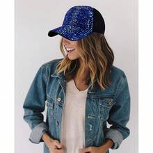 Unisex Outdoor Sport Rhinestone Baseball Cap - Blue - View 5