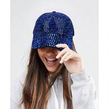 Unisex Outdoor Sport Rhinestone Baseball Cap - Blue - View 4