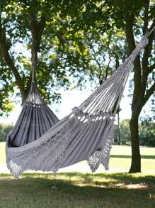 Redes De Descanso Casal Balanço De Dormir Super Resistente Artesanal - Preto - Visão 2