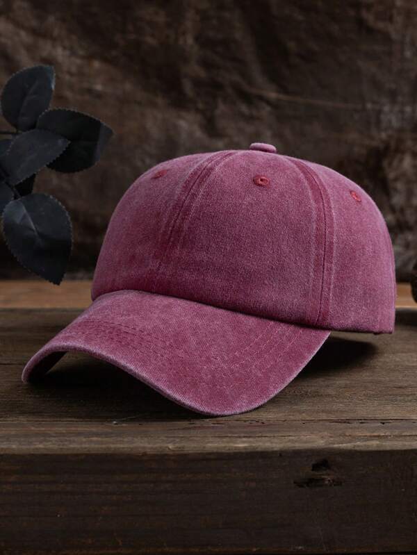 1 Pieza Unisex Color Sólido Al Aire Libre Casual Ajustable Gorra De Béisbol Lavada