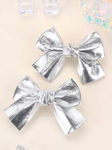 2 Stück Silber Haarschleifen für Mädchen, glänzende Silber Haarclips mit Vollausstattung für Kinder, funkelnde süße Haarspangen mit kurzem Schwanz, Kinder Baby Haarzubehör Liebe Valentinstag