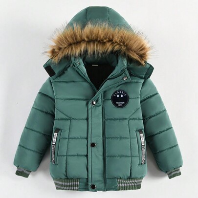 Young Boy The New Coat Boys Fashion Winter Loose Jacket Zipper Long Coat Warm Fur Collar