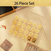 1 Piece Vintage Letter Wax Seal Stamp DIY Letter Seal Stamp Letter Header For Scrapbooking Wedding Postage Postcard Envelope Hobby Craft Decoration Card Invitation Photo Album Special (26 Letters),Back To School,School Supplies - Multicolor - View 6