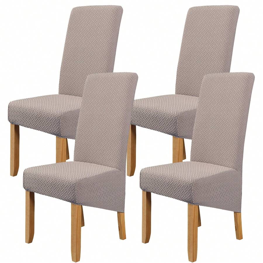 Paquete de 4 fundas elásticas para sillas de gran tamaño, fundas para sillas para comedor, hotel, banquete - Camel - Ver 1