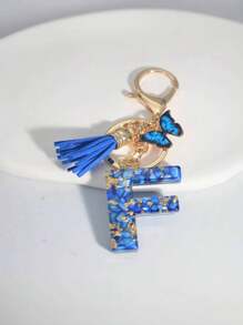 1 Miếng Không giới tính Dễ thương Tua Loại bướm Polyresin Chữ cái Móc chìa khóa , Cái túi Đồ trang trí , Hoàn hảo Qủa tặng Đối với Bạn - Xanh đậm - Xem 7