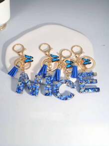 1 Miếng Không giới tính Dễ thương Tua Loại bướm Polyresin Chữ cái Móc chìa khóa , Cái túi Đồ trang trí , Hoàn hảo Qủa tặng Đối với Bạn - Xanh đậm - Xem 3