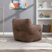 Soft Tufed Foam Bean Bag Chair With Teddy Fabric - Brown - View 3