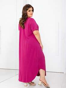 Plus Size Dresses - 玫瑰紅 - 查看 3