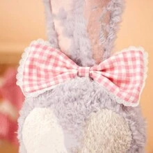 1套新款粉色方格木質扣子連身裙娃娃服飾更換套件 - 包括1個蝴蝶結 + 1個上衣 + 1條裙子,適用於填充動物/可愛娃娃/服裝 - 木扣衣裙 - 查看 2