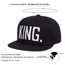 1頂男士國王字母刺繡棒球帽，可調節的時尚戶外休閒帽，適用於春秋，旅行，海灘度假街頭