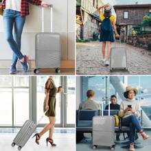 Asge Twin-Wheel Hardshell Luggage Set - M-L-XL Sizes For All Your Travels - Silver - View 6