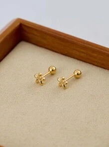 Set de 2 pendientes de acero inoxidable chapado en oro de 18K con diseño floral lindo, adecuados para uso diario y fiestas de mujeres, gran regalo