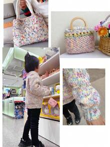 1入組10000cm/3937in彩色杏仁點紗球，手編DIY，彩虹乒乓球混色編織紗，適用於情侶、針織、帽子、毛衣、娃娃、手提袋，重量50g - 紫藍色 - 查看 7