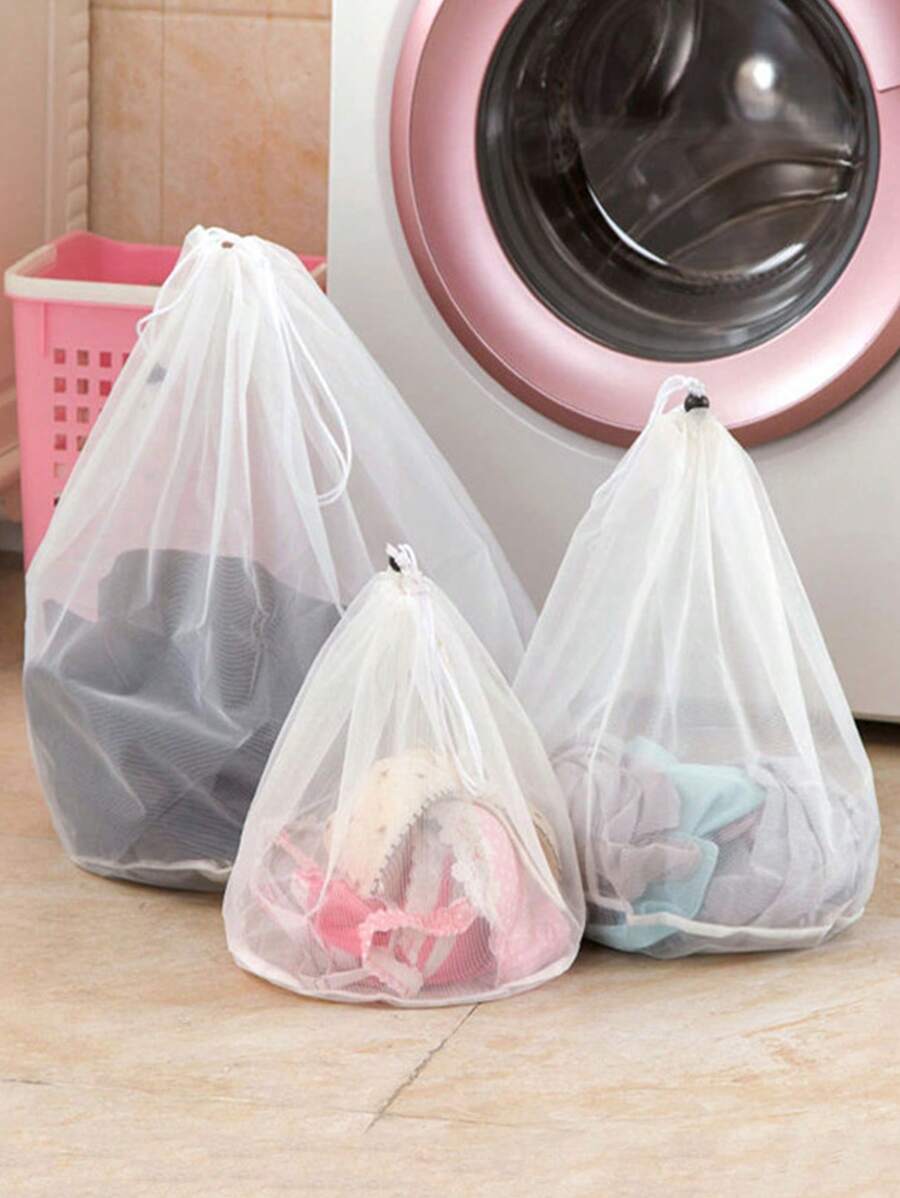 1 stuk Trekkoord Sluitingen Fijn gaas Waszak , Voor Wasmachine Kleren Schoonmaak , Preventie Kleren Krabben Wassen - Wit - Bekijken 1