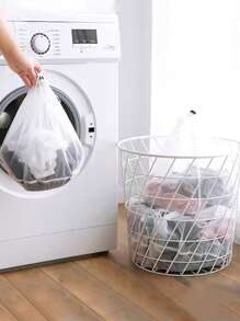 1 stuk Trekkoord Sluitingen Fijn gaas Waszak , Voor Wasmachine Kleren Schoonmaak , Preventie Kleren Krabben Wassen - Wit - Bekijken 2