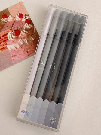 6pcs/Set Boxed Morandi Color Neutral Pen, Including Office Supplies, Exam Pens, Stationery For Students Back To School
