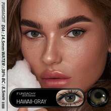 FUNSACHY Series Soft Contact Lenses, Green Color Contacts, Eye Makeup 14.5mm Grey-Brown Eye Makeup, Annual Use - Grey - View 3