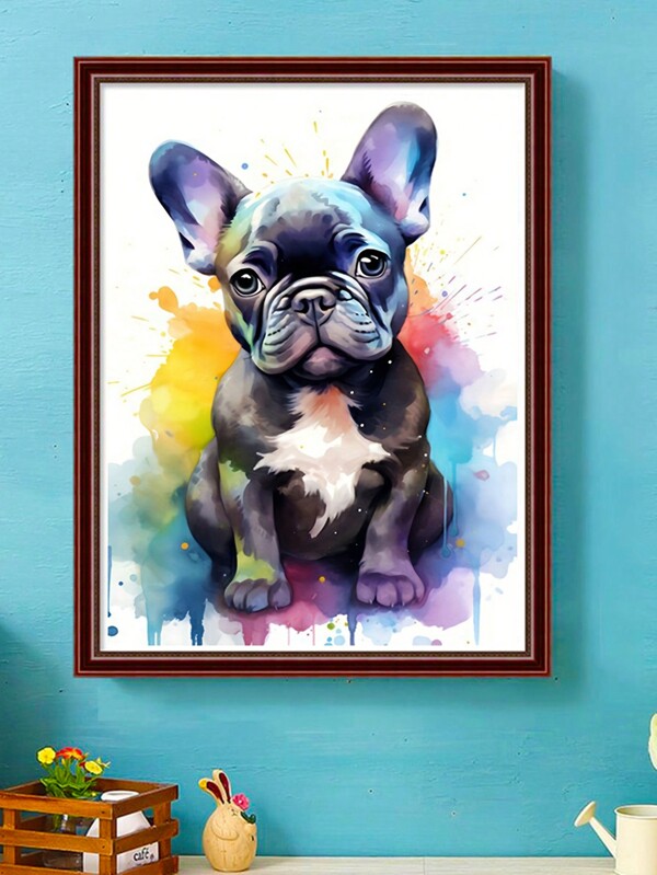 1 Peça Pintura Diamante De Cachorro Em Aquarela, Kit De Pintura Com Diamante 5d Para Decoração De Casa Com Miçangas, Adequado Para Iniciantes Adultos, Imagem De Mosaico De Bordado De Diamante, Artesanato Diy Com Diamante Diploma, Presente De Aniversário, Decoração De Casa E Parede, 30x40cm/20x30cm