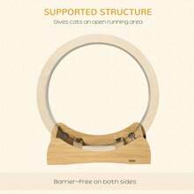 PawHut Cat Treadmill Wooden Cat Exercise Wheel With Carpeted Runway Cat Running Wheel With Brake, For Exercise - Natural Wood Finish - Brown - View 7