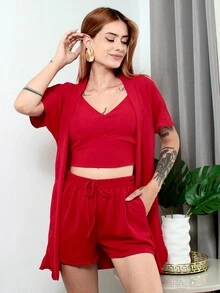 Women Two-Piece Outfits - 紅色 - 查看 5