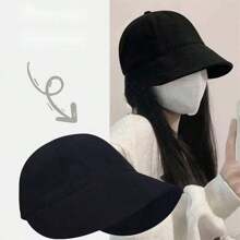 1入女款日式文學桶帽，四季適用，韓版女士防曬帽，帶馬尾洞休閒款 - 彩色 - 查看 14