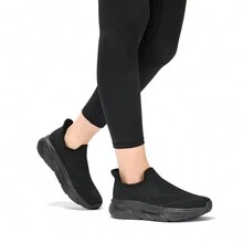 STQ Hands Free Maternity Walking Shoes Womens Slip On Sneaker - TẤT CẢ ĐEN - Xem 2