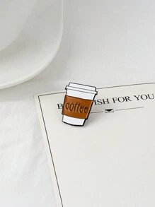 1pc Creative Coffee Cup Shaped Brooch Pin Cartoon Badge Can Be Paired With Clothes, Bags As Fashionable Jewelry Accessories, Suitable For Men And Women In Daily Wear