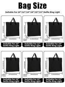 Ring Light Carrying Bag,Selfie LED Light Storage Bag,Photography Carrying Bag For Ring Light,Ring LED Lights Portable Zipper Storage Handbag(Only Bag) For Business,Travel,School,College,Office - Black - View 3