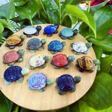 天然混合石英水晶烏龜,玉雕烏龜,水晶動物,家居裝飾,水晶擺件,兒童禮物,情人節禮物,水晶脈輪,水晶禮物,水晶diy配件; 每一件都有獨特的石紋,隨機出貨 - 烏龜 - 查看 5