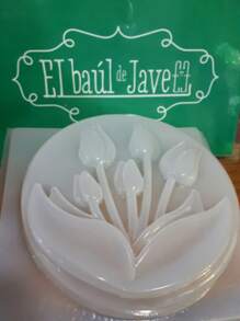 Molde para Gelatina en forma de Redondo con tulipanes. - Blanco - Ver 1