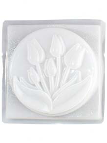 Molde para Gelatina en forma de Redondo con tulipanes. - Blanco - Ver 2