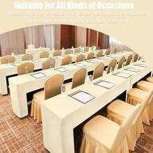 2 Pack Open Back Fitted Rectangle Tablecloths 72 X 30 Inch/96 X 30 Inch, Black Table Clothes For 6/8 Foot Tables, Washable Thick Polyester Fitted Table Cover For Parties, Wedding, Banquet, Trade Show - 米色 - 查看 6