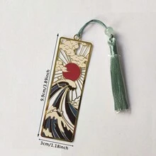 1入日本風格金屬書籤尺,青銅色古風設計,適合當學生禮物,創意中空設計 - 樣式2 - 查看 2